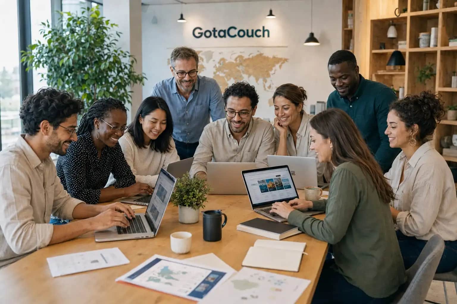 Illustration of a team collaborating together