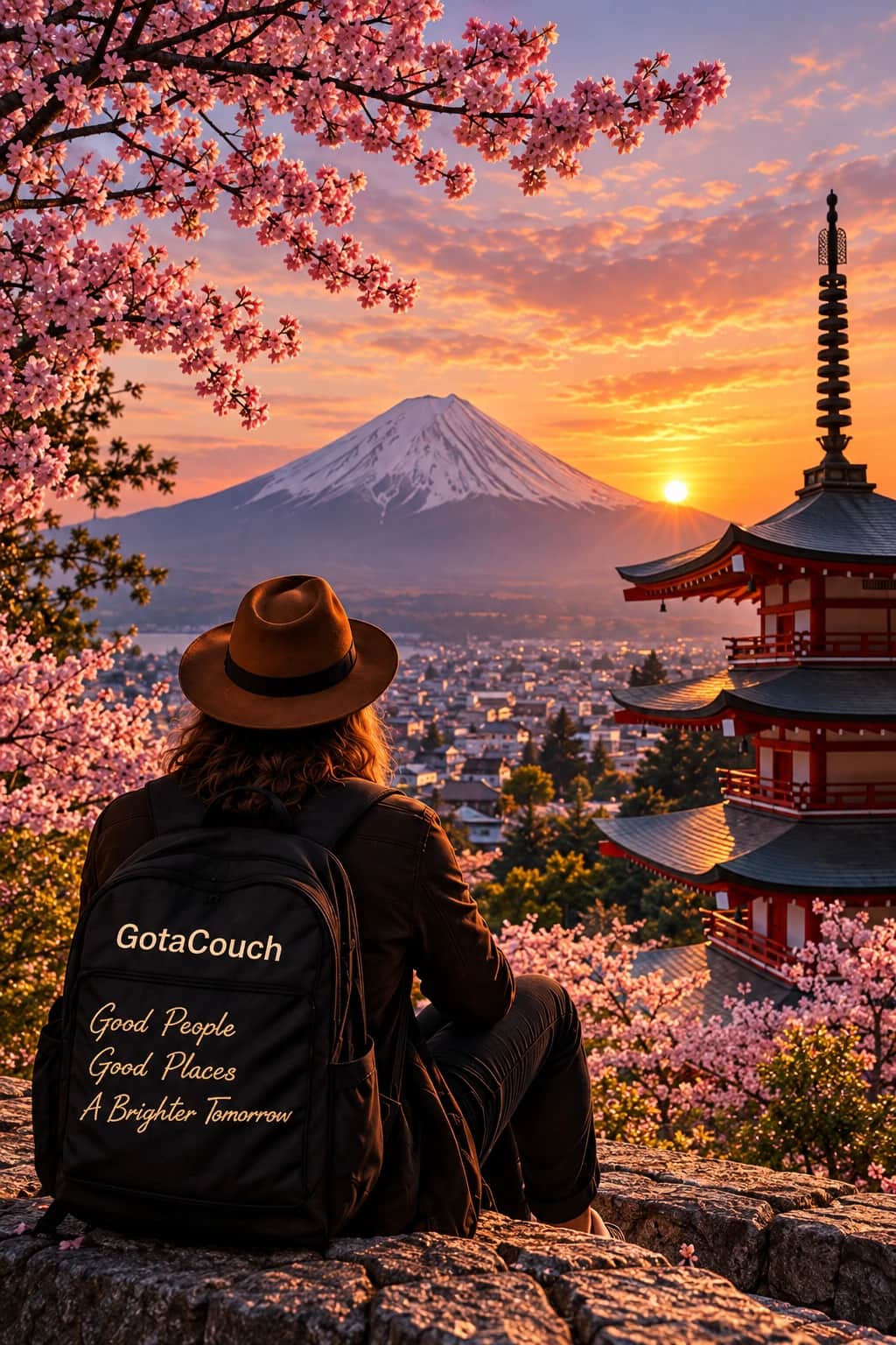 Vue du mont Fuji au coucher du soleil