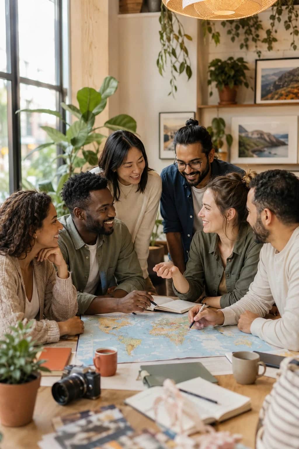 International GOT A COUCH? ambassadors gathered around a world map